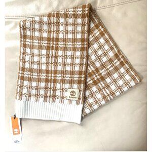 Timberland Wheat Plaid Soft Knit Buffalo Plaid Scarf 10" x 68" NWT